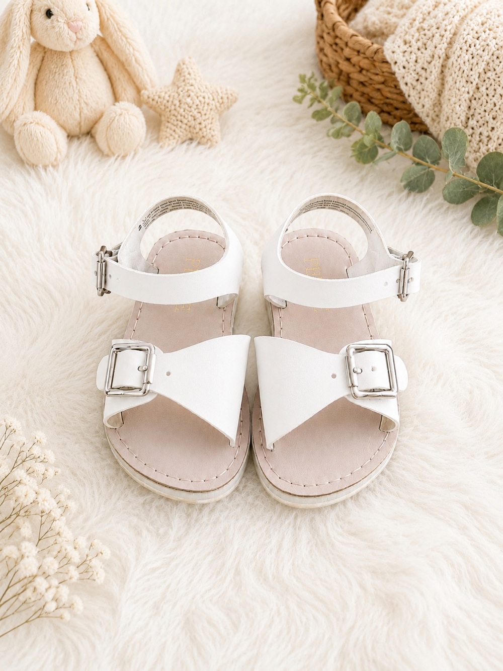 The Children’s Place White Buckle Sandals Toddler Girls Size 4